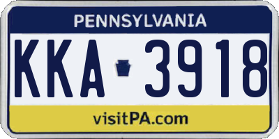 PA license plate KKA3918