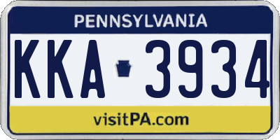 PA license plate KKA3934