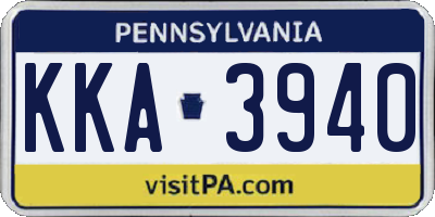 PA license plate KKA3940