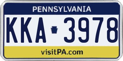 PA license plate KKA3978