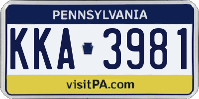 PA license plate KKA3981