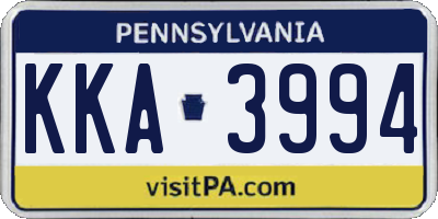 PA license plate KKA3994