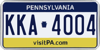 PA license plate KKA4004
