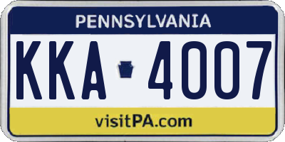 PA license plate KKA4007