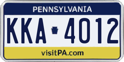 PA license plate KKA4012