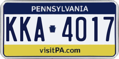 PA license plate KKA4017