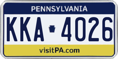 PA license plate KKA4026