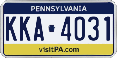 PA license plate KKA4031