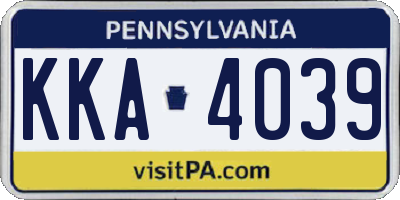 PA license plate KKA4039