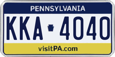 PA license plate KKA4040