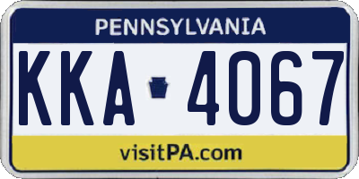 PA license plate KKA4067