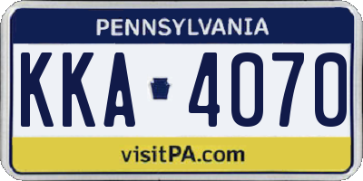 PA license plate KKA4070