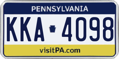 PA license plate KKA4098