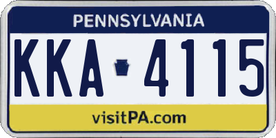 PA license plate KKA4115