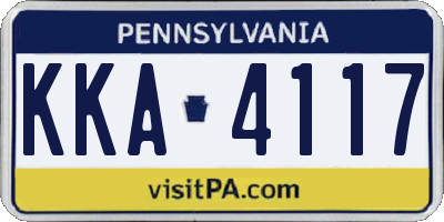 PA license plate KKA4117