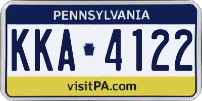 PA license plate KKA4122