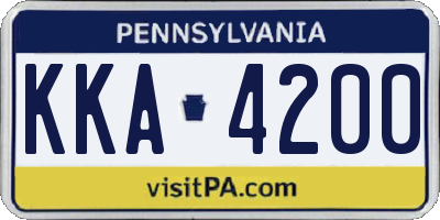 PA license plate KKA4200