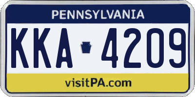 PA license plate KKA4209