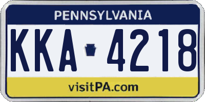 PA license plate KKA4218