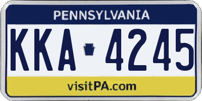 PA license plate KKA4245