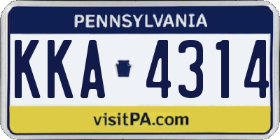PA license plate KKA4314