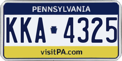 PA license plate KKA4325