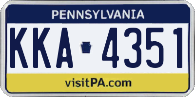 PA license plate KKA4351
