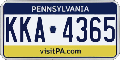 PA license plate KKA4365