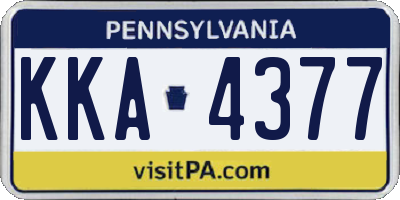 PA license plate KKA4377