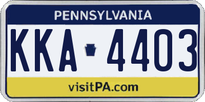 PA license plate KKA4403