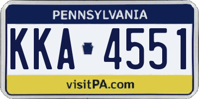 PA license plate KKA4551
