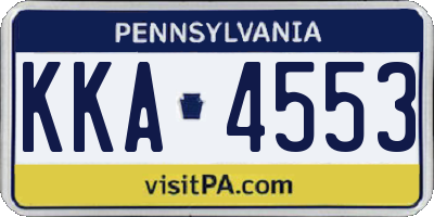 PA license plate KKA4553