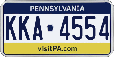 PA license plate KKA4554