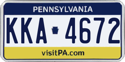 PA license plate KKA4672