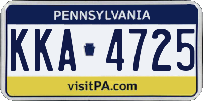 PA license plate KKA4725