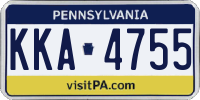 PA license plate KKA4755