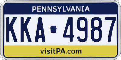 PA license plate KKA4987