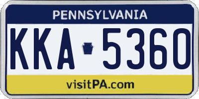 PA license plate KKA5360