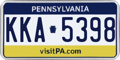 PA license plate KKA5398