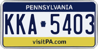 PA license plate KKA5403