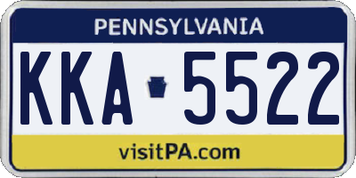 PA license plate KKA5522