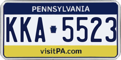 PA license plate KKA5523