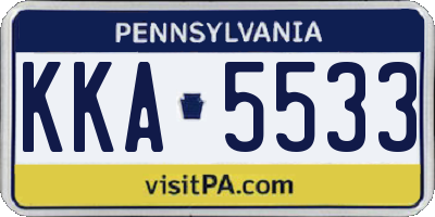 PA license plate KKA5533