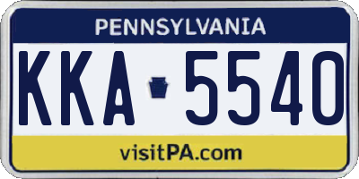 PA license plate KKA5540