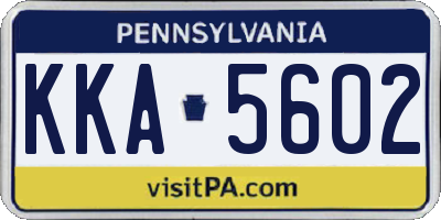 PA license plate KKA5602