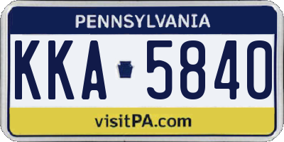 PA license plate KKA5840