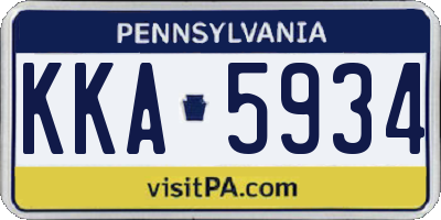 PA license plate KKA5934