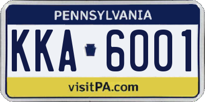 PA license plate KKA6001