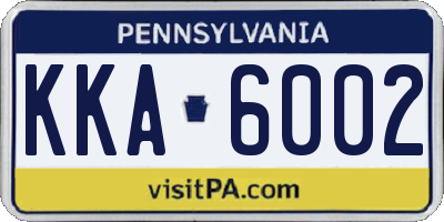 PA license plate KKA6002
