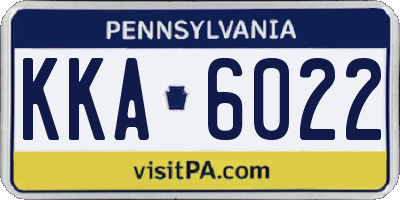 PA license plate KKA6022